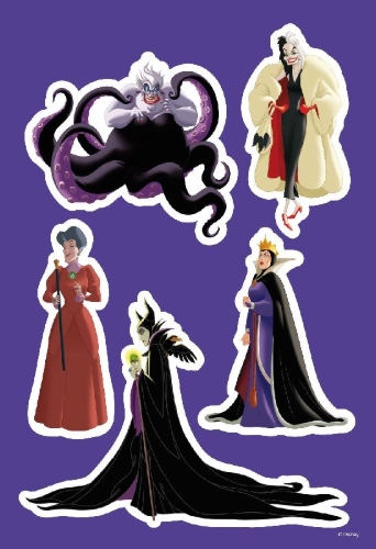Buchcover und Innenansicht für das Buch: Disney Villains: Schaurig-schöner Sticker- und Malspaß