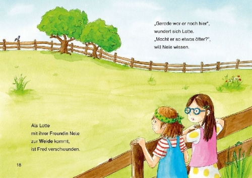 Buchcover und Innenansicht für das Buch: Leselöwen 1. Klasse - Zwei Freundinnen und ein freches Pony