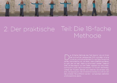 Buchcover und Innenansicht für das Buch: Qigong, die universelle 18-fache Methode - Personal Training + DVD. Die weltweit populärste Übungsfolge. Sehr einfach und sehr wirksam. Ideal auch für Kinder und Senioren