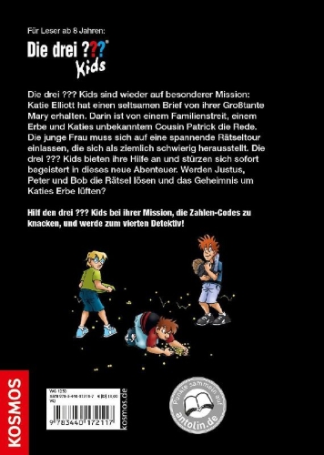 Buchcover und Innenansicht für das Buch: Die drei ??? Kids, Mission Kaugummi-Code