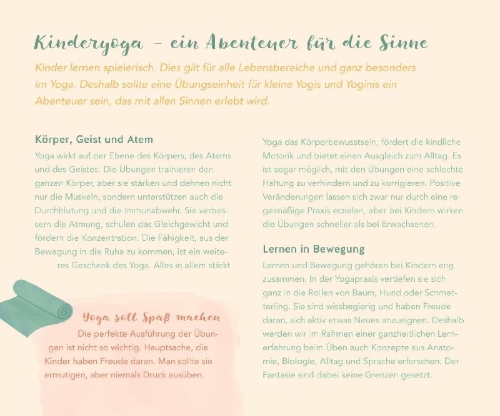 Buchcover und Innenansicht für das Buch: Kinderyoga - Die Mitmach-Box