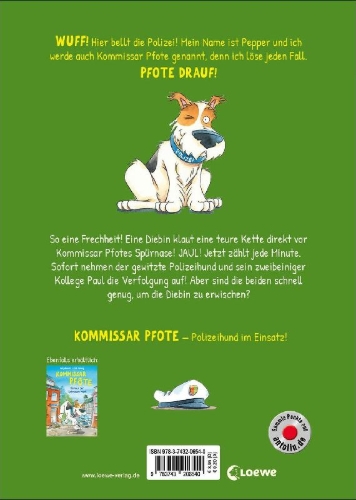 Buchcover und Innenansicht für das Buch: Kommissar Pfote (Band 2) - Auf der Spur der Diamanten-Diebin