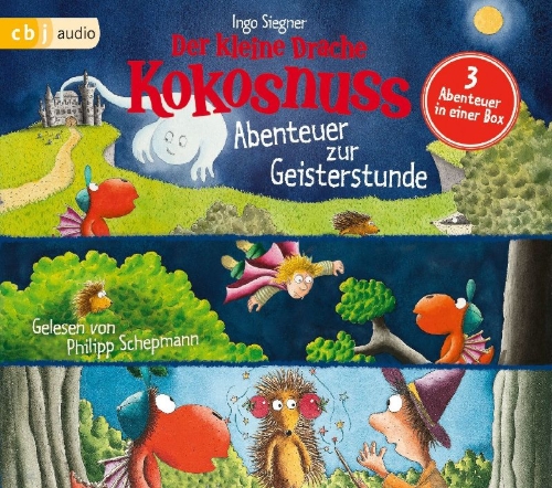 Buchcover und Innenansicht für das Buch: Der kleine Drache Kokosnuss - Abenteuer zur Geisterstunde