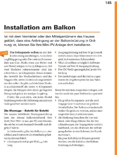 Buchcover und Innenansicht für das Buch: Balkonkraftwerke
