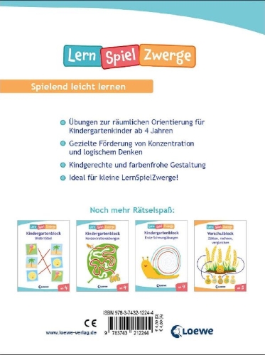 Buchcover und Innenansicht für das Buch: Die neuen LernSpielZwerge - Räumliche Orientierung