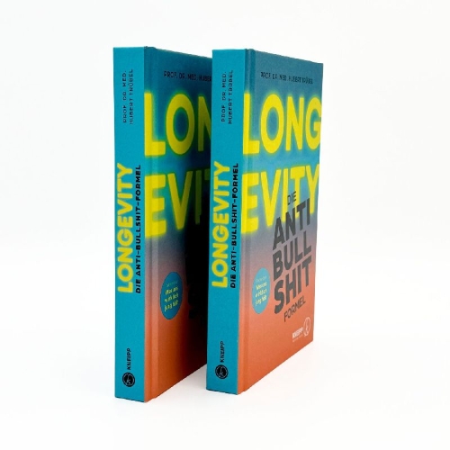 Buchcover und Innenansicht für das Buch: Longevity - Die Anti-Bullshit-Formel