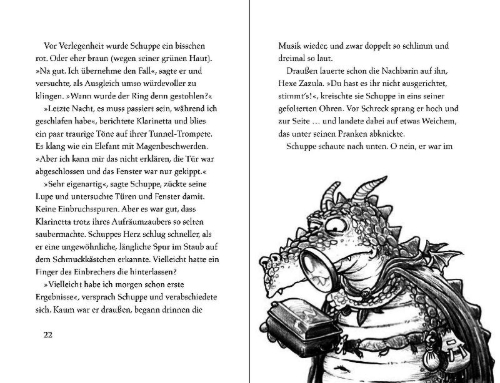 Buchcover und Innenansicht für das Buch: Drachendetektiv Schuppe - Algensuppe und Nixenspucke