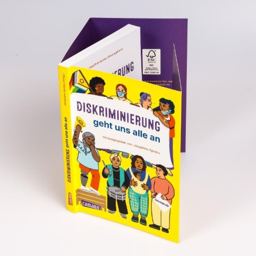 Buchcover und Innenansicht für das Buch: Diskriminierung geht uns alle an