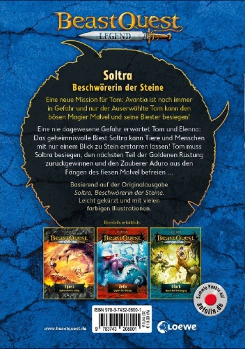 Buchcover und Innenansicht für das Buch: Beast Quest Legend (Band 9) - Soltra, Beschwörerin der Steine