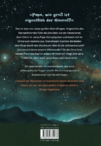 Buchcover und Innenansicht für das Buch: Kekskrümel im All. Wie groß ist die Unendlichkeit?
