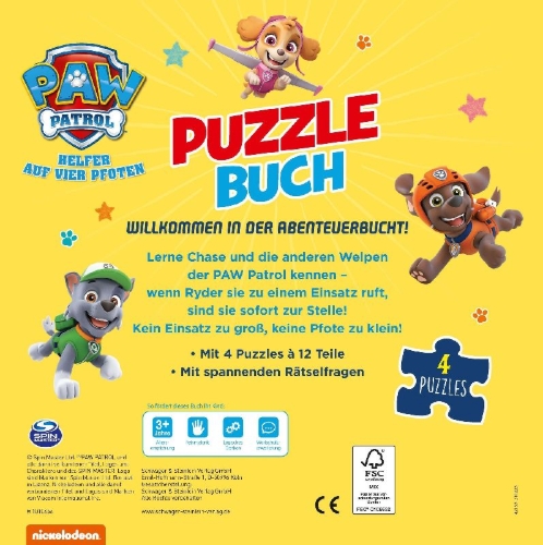 Buchcover und Innenansicht für das Buch: PAW Patrol Puzzlebuch