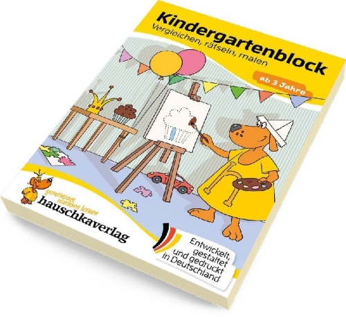 Buchcover und Innenansicht für das Buch: Kindergartenblock ab 3 Jahre - Vergleichen, rätseln und malen