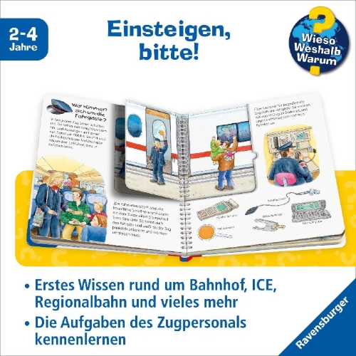 Buchcover und Innenansicht für das Buch: Wieso? Weshalb? Warum? junior, Band 9: Die Eisenbahn