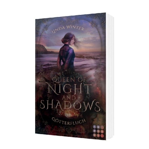 Buchcover und Innenansicht für das Buch: Queen of Night and Shadows. Götterfluch