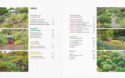 Buchcover und Innenansicht für das Buch: Das große GU Handbuch Gemüse-Anbauplanung