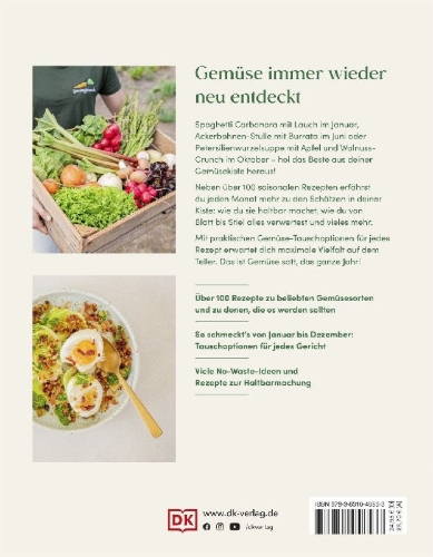 Buchcover und Innenansicht für das Buch: Das Gemüsekisten-Kochbuch