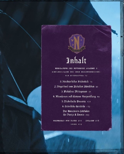 Buchcover und Innenansicht für das Buch: Das offizielle Wednesday-Kochbuch