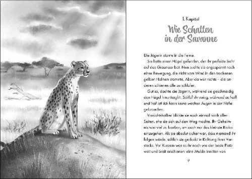 Buchcover und Innenansicht für das Buch: Das geheime Leben der Tiere (Savanne) - Im Reich der Geparde