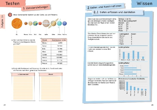 Buchcover und Innenansicht für das Buch: Wissen - Üben - Testen: Mathematik 5. Klasse