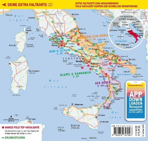 Buchcover und Innenansicht für das Buch: MARCO POLO Reiseführer Italien Süd