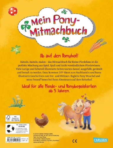 Buchcover und Innenansicht für das Buch: Mein Pony-Mitmachbuch