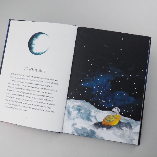 Buchcover und Innenansicht für das Buch: Die Ziege auf dem Mond