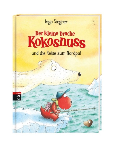 Buchcover und Innenansicht für das Buch: Der kleine Drache Kokosnuss 22 und die Reise zum Nordpol