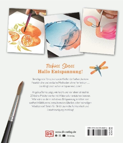 Buchcover und Innenansicht für das Buch: Strich für Strich zur kreativen Entspannung mit Watercolor