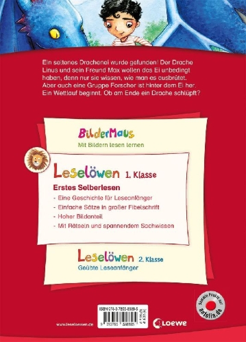 Buchcover und Innenansicht für das Buch: Leselöwen 1. Klasse - Das geheimnisvolle Drachenei