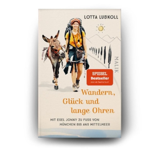 Buchcover und Innenansicht für das Buch: Wandern, Glück und lange Ohren