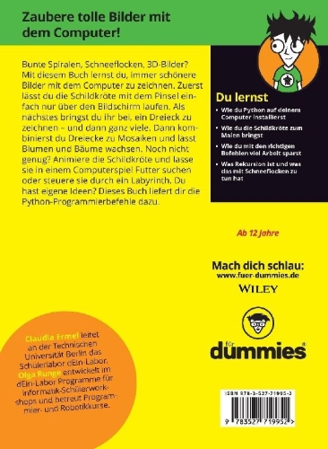 Buchcover und Innenansicht für das Buch: Programmieren und zeichnen mit Python für Dummies Junior