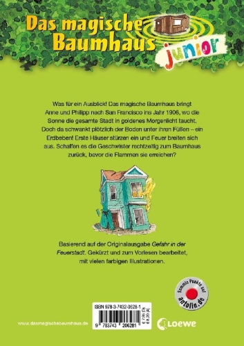 Buchcover und Innenansicht für das Buch: Das magische Baumhaus junior (Band 22) - Flucht vor dem Erdbeben
