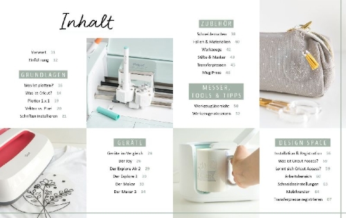 Buchcover und Innenansicht für das Buch: Plotten leicht gemacht mit Cricut