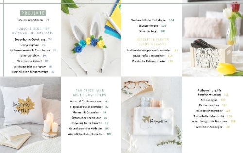 Buchcover und Innenansicht für das Buch: Plotten leicht gemacht mit Cricut