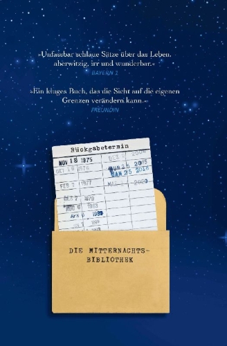 Buchcover und Innenansicht für das Buch: The Midnight Library