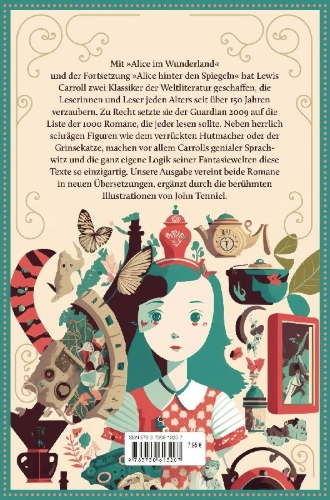 Buchcover und Innenansicht für das Buch: Alice's Adventures in Wonderland & Through the Looking-Glass, and What Alice Found There