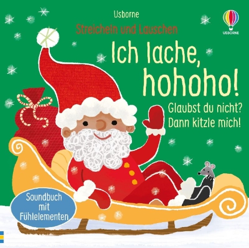 Buchcover und Innenansicht für das Buch: Streicheln und Lauschen: Ich lache, hohoho! Glaubst du nicht? Dann kitzle mich!
