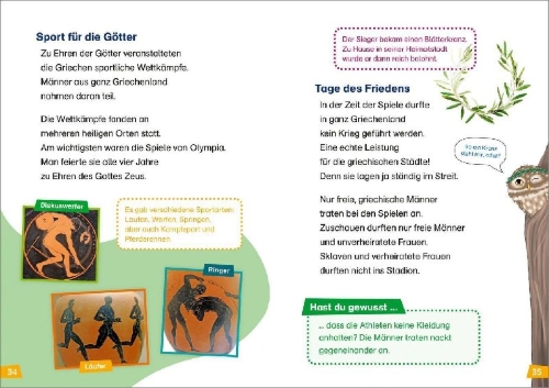 Buchcover und Innenansicht für das Buch: WAS IST WAS Erstes Lesen Band 25. Die alten Griechen