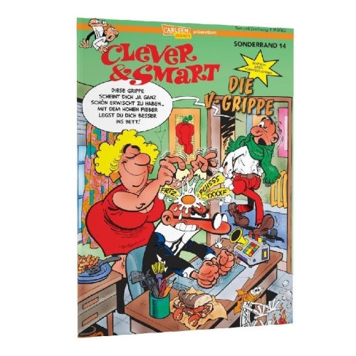 Buchcover und Innenansicht für das Buch: Mortadelo y Filemon: La gripe "U"