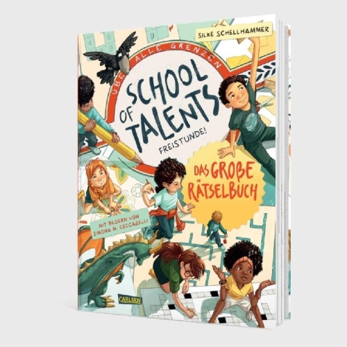 Buchcover und Innenansicht für das Buch: School of Talents: Freistunde - Das große Rätselbuch