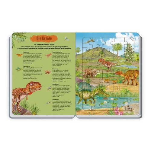 Buchcover und Innenansicht für das Buch: TRÖTSCH - Pappenbuch Puzzlebuch Dinosaurier| Ab 3 Jahren
