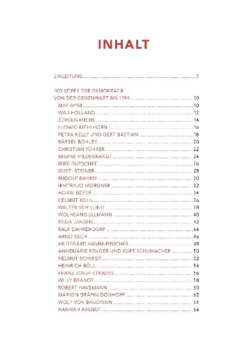 Buchcover und Innenansicht für das Buch: 100 Köpfe der Demokratie