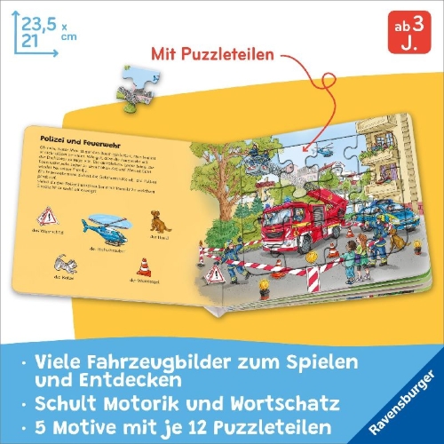 Buchcover und Innenansicht für das Buch: Ravensburger® Puzzle-Buch: Fahrzeuge