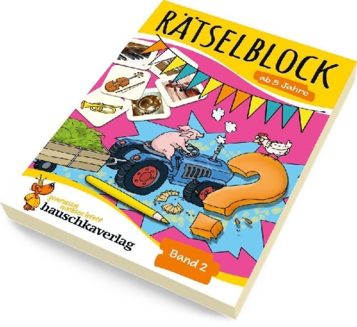 Buchcover und Innenansicht für das Buch: Rätselblock ab 5 Jahre, Band 2, A5-Block