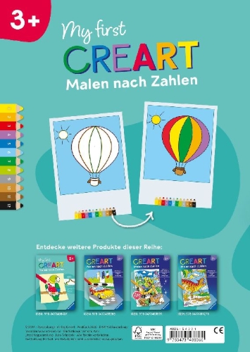 Buchcover und Innenansicht für das Buch: My first CreArt Malen nach Zahlen ab 3 - Fahrzeuge