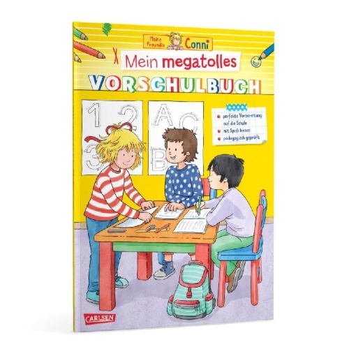 Buchcover und Innenansicht für das Buch: Conni Gelbe Reihe (Beschäftigungsbuch): Mein megatolles Vorschulbuch