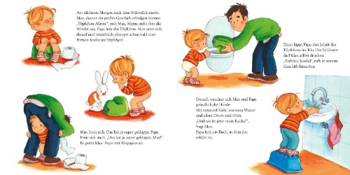 Buchcover und Innenansicht für das Buch: LESEMAUS 61: Max geht aufs Klo