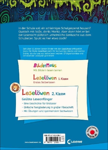 Buchcover und Innenansicht für das Buch: Leselöwen 2. Klasse - Schleim-Alarm im Schulkeller
