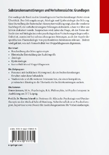 Buchcover und Innenansicht für das Buch: Substanzkonsumstörungen und Verhaltenssüchte: Grundlagen
