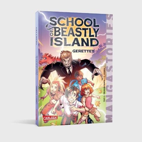 Buchcover und Innenansicht für das Buch: School of Beastly Island - Band 2 - Gerettet